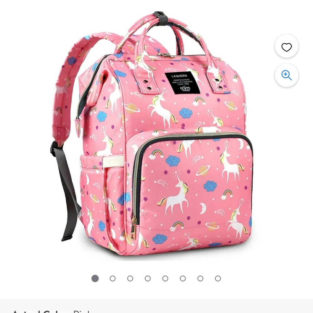 Diaper bag backpack multi compartments pockets double handle zip close